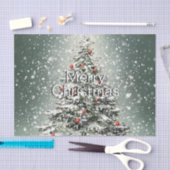 Groene Kerstboom Kleurrijke Ornamenten Witte Sneeu Tissuepapier (Craft)