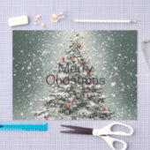 Groene Kerstboom Kleurrijke Ornamenten Witte Sneeu Tissuepapier (Craft)