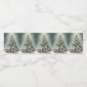 Groene Kerstboom Kleurrijke Ornamenten Witte Sneeu Waterfles Etiket (Enkel label)