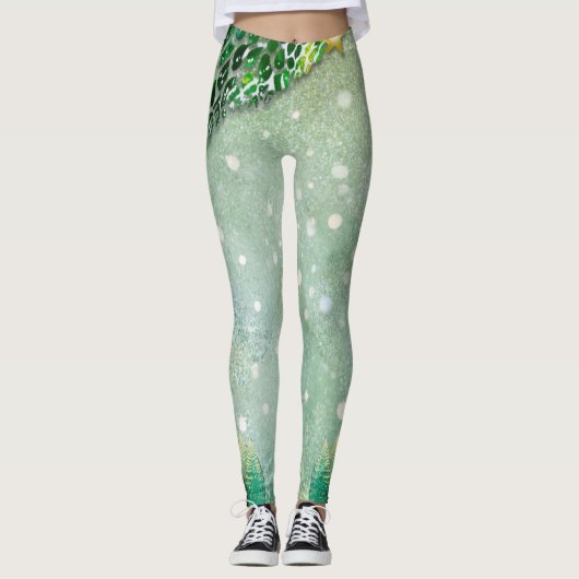 Groene kerstboom Leggings (Voorkant)