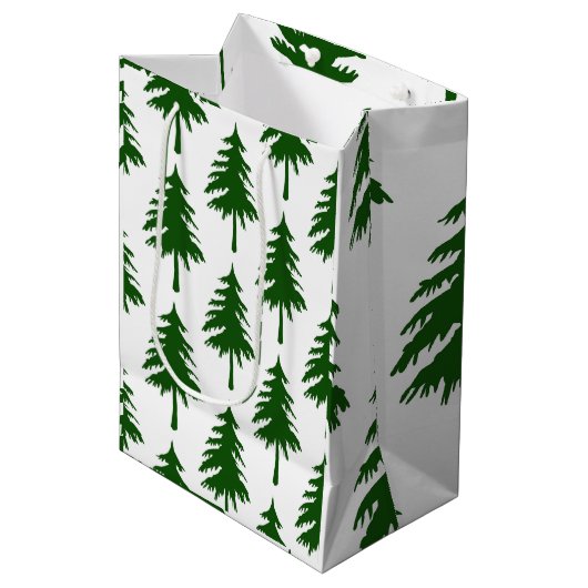 Groene kerstboom medium cadeauzakje (Voorkant Gekanteld)