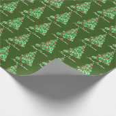 Groene kerstboom met dierenpootjes cadeaupapier (Hoek)