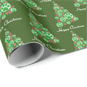 Groene kerstboom met dierenpootjes cadeaupapier (Rol Hoek)