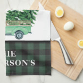 groene kerstboom met een groene vrachtwagen Pset  Theedoek (Quarter Fold)