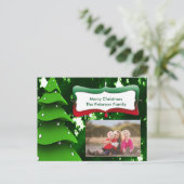 Groene kerstboom met foto-Briefkaart Feestdagenkaart (Staand voorkant)