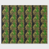 Groene kerstboom met gouden olie en zwart cadeaupapier (Vlak)