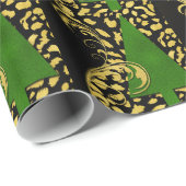 Groene kerstboom met gouden olie en zwart cadeaupapier (Rol Hoek)