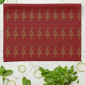 Groene Kerstboom met Krabbels + Ster Donkerrood Theedoek (Gevouwen)