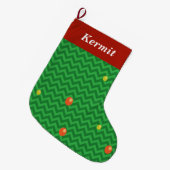 Groene kerstboom met ornamenachtergrond grote kerstsok (Voorkant (Hangend))