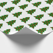 Groene kerstboom met rode harten cadeaupapier (Hoek)