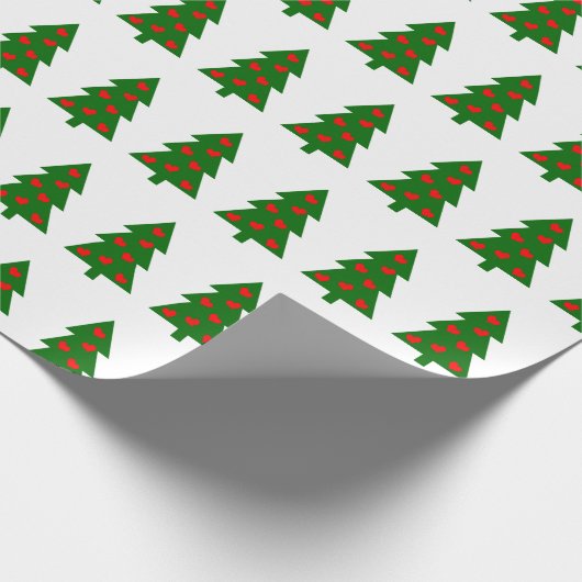 Groene kerstboom met rode harten cadeaupapier (Hoek)