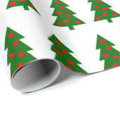 Groene kerstboom met rode harten cadeaupapier (Rol Hoek)