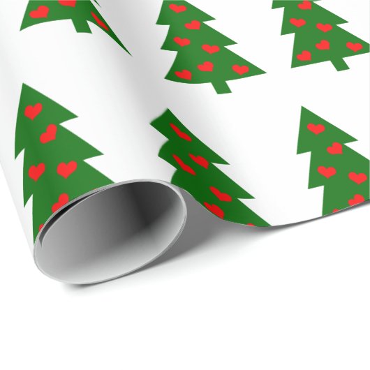 Groene kerstboom met rode harten cadeaupapier (Rol Hoek)