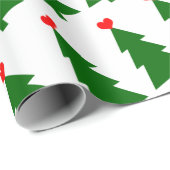 Groene Kerstboom met Rood Hart Eenvoudig Cadeaupapier (Rol Hoek)