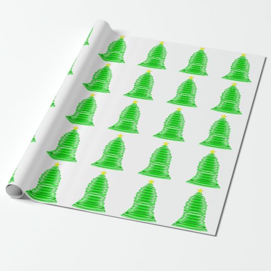 Groene kerstboom met sterinpakpapier cadeaupapier (Uitgerold)