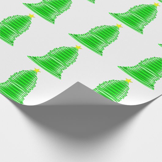 Groene kerstboom met sterinpakpapier cadeaupapier (Hoek)