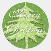 Groene kerstboom met sterren ronde sticker (Voorkant)