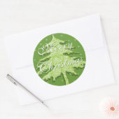 Groene kerstboom met sterren ronde sticker (Envelop)