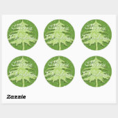 Groene kerstboom met sterren ronde sticker (Vel)