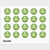 Groene kerstboom met sterren ronde sticker (Vel)