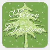 Groene kerstboom met sterren vierkante sticker (Voorkant)