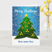 Groene kerstboom met stralingssymbolen kaart (Gele Bloem)
