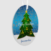 Groene kerstboom met stralingssymbolen ornament (voorkant)