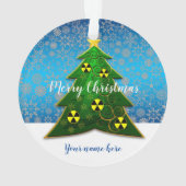 Groene kerstboom met stralingssymbolen ornament (achterkant)