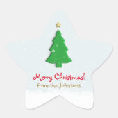 Groene kerstboom minimalistisch ster sticker (Voorkant)