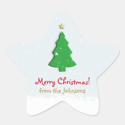 Groene kerstboom minimalistisch ster sticker (Voorkant)
