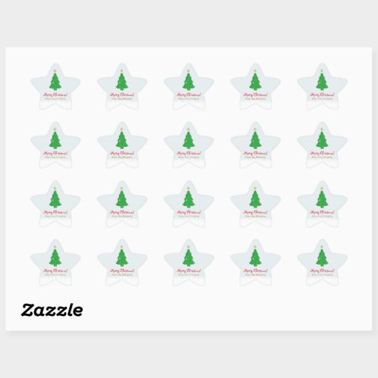 Groene kerstboom minimalistisch ster sticker (Vel)
