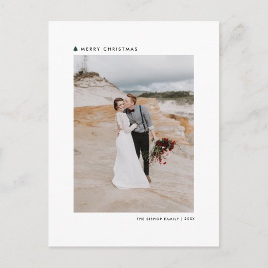 Groene kerstboom Modern Merry-kerstfoto Feestdagenkaart (Voorkant)