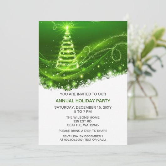 Groene kerstboom Moderne feestdag Kaart (Staand voorkant)