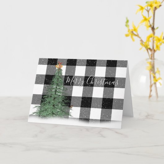 Groene kerstboom op speldenkaart kaart (Gele Bloem)