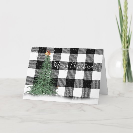 Groene kerstboom op speldenkaart kaart (Voorkant)