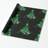 Groene kerstboom op zwart cadeaupapier (Uitgerold)