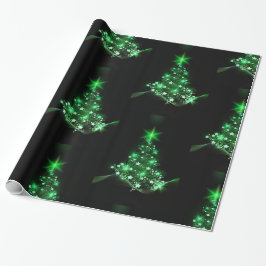 Groene kerstboom op zwart cadeaupapier