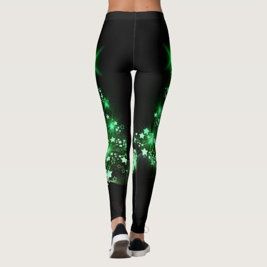 Groene kerstboom op zwart leggings (Achterkant)