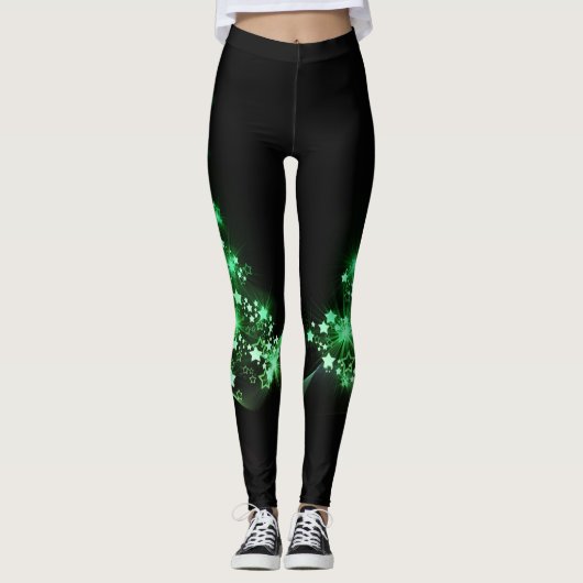 Groene kerstboom op zwart leggings (Voorkant)