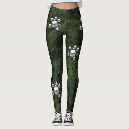 Groene kerstboom Ornamenten feestelijke Leggings (Voorkant)