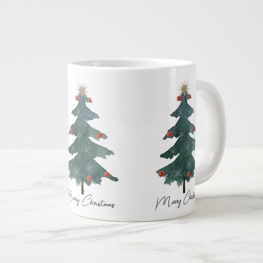 Groene kerstboom Ornamenten Vrolijk kerstfeest Grote Koffiekop (Voorkant rechts)