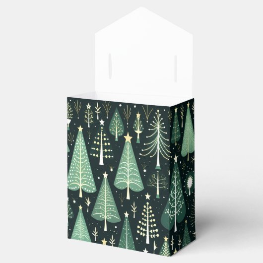 Groene Kerstboom Patroon Bedankdoosjes (Geopend)
