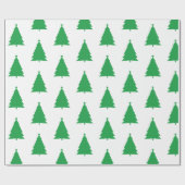 Groene kerstboom patroon op wit cadeaupapier (Vlak)