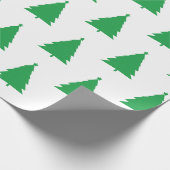 Groene kerstboom patroon op wit cadeaupapier (Hoek)