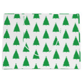 Groene kerstboom patroon op wit groot cadeauzakje (Voorkant)