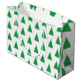 Groene kerstboom patroon op wit groot cadeauzakje (Achterkant Gekanteld)