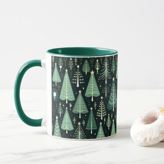 Groene Kerstboom Pattern Mok (Met donut)