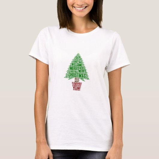 Groene kerstboom Red 2017 Vakantie T-Shirt (Voorkant)