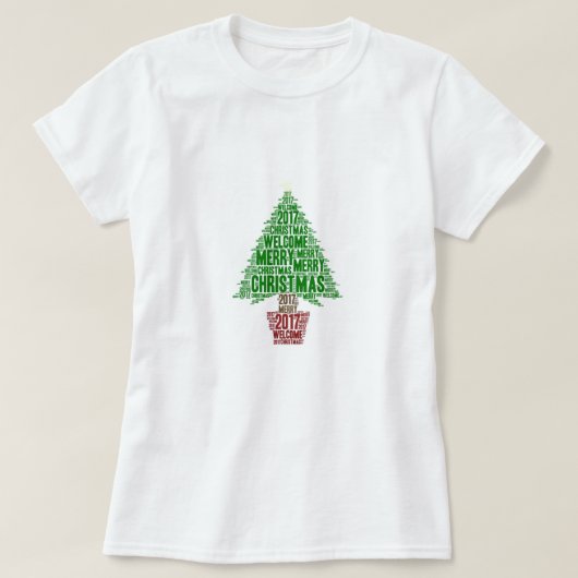 Groene Kerstboom Rode 2017 Vakantie T-Shirt (Design voorkant)