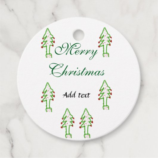 Groene kerstboom rode kersen vrolijke kerst mo bedankjes labels (Voorkant)